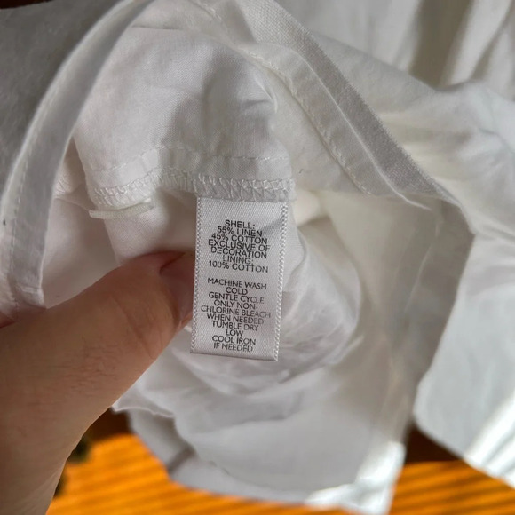 LOFT WHITE CROCHET LINEN SHIFT DRESS - Picture 4 of 4